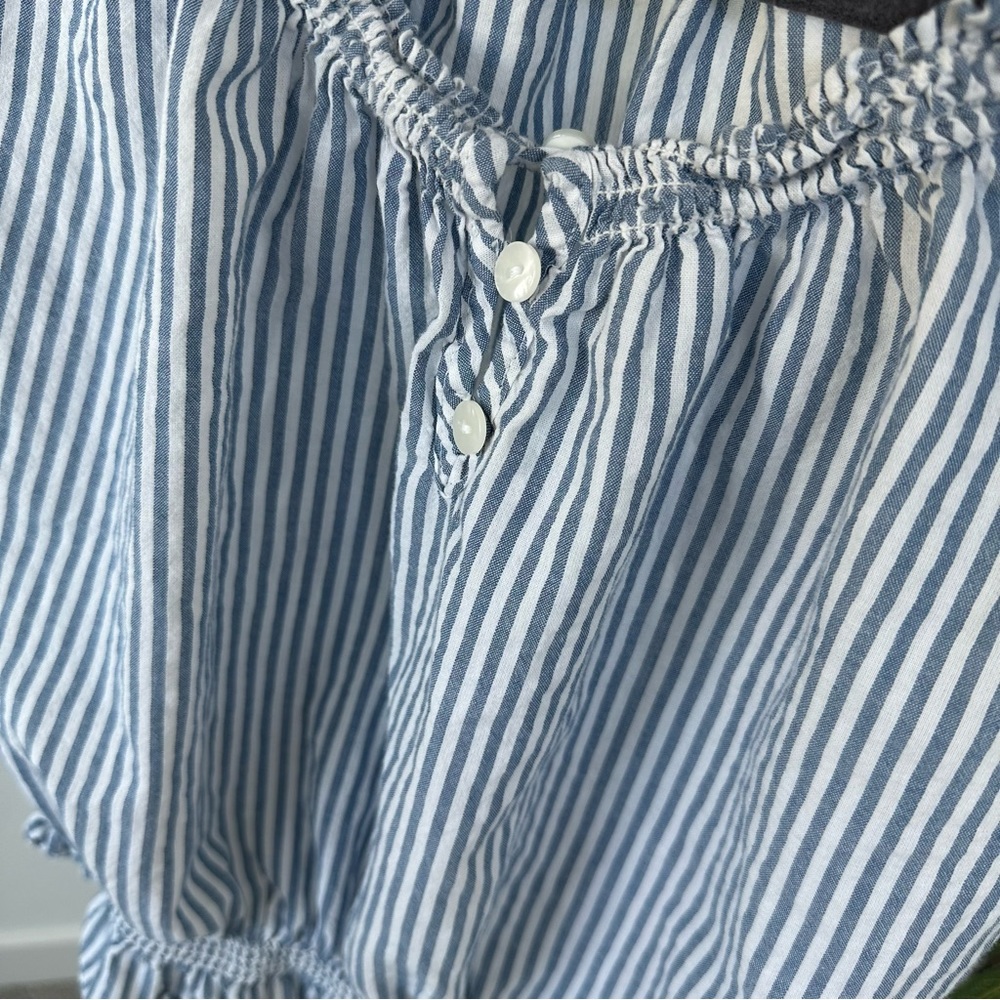 FOREVER 21 blue and white striped ruffle top - Picture 7 of 8